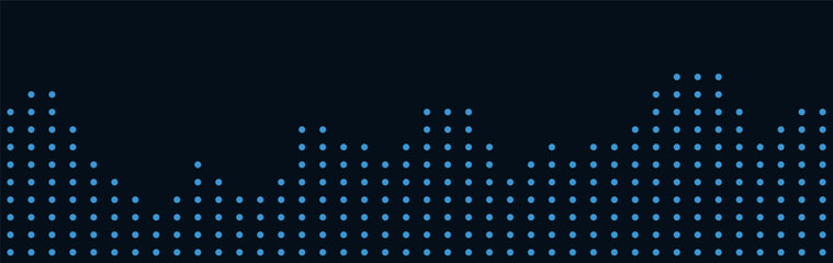 Abstract vector tech background with blue dot patterns on dark surface.