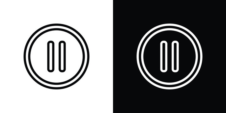 Pause button icon logo concept in strokes