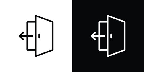 Logout icon logo concept in strokes