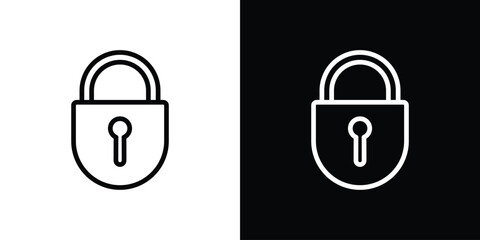 Lock closed icon logo concept in strokes