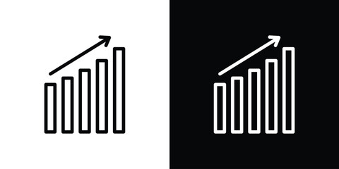 Growing graph icon logo concept in strokes