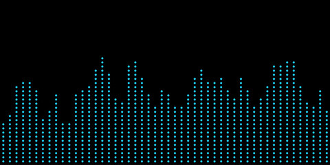 Dynamic vector tech background with blue dots on black.