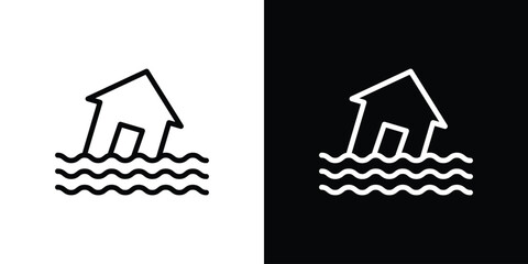 Flood icon logo concept in strokes