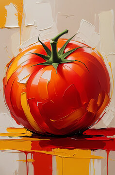 Saftige rote Tomate als Kunstgem&auml;lde