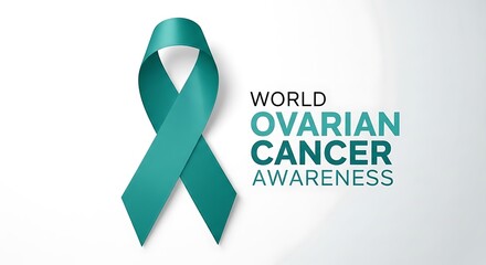 Ovarian cancer awareness ribbon teal support health campaign medical disease symbol