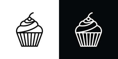 Cupcake icon logo concept in strokes