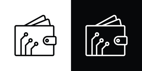 Cryptocurrency wallet icon logo concept in strokes