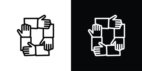 Collaboration icon logo concept in strokes