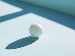 Minimalist White Sphere Light Blue Background Abstract 3D Render