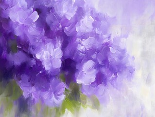 Vibrant Purple Flower Bouquet Impasto Painting