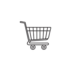Clean line art shopping cart icon for online stores