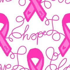 Breast cancer month seamless pink ribbon day mammogram pattern for medical accessories and medicine textiles