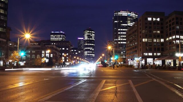 Metropolitan Area During Nighttime. Captured on Cold May Evening in Edmonton, Alberta, Canada.
