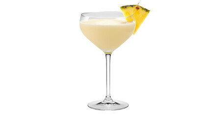 glass with pi&ntilde;a colada cocktail isolated on white