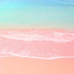 Pastel Pink Beach Ocean Wave Summer Seascape