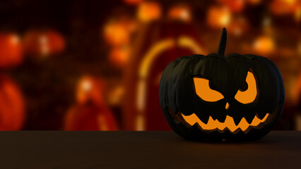 The Black Pumpkin for Halloween orHoliday concept 3d Rendering.