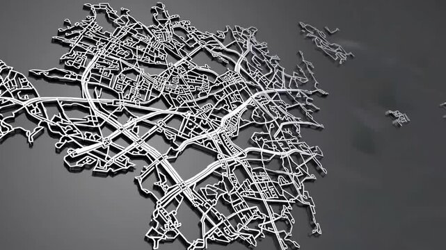 fashionable opulent contemporary cartographic representation of German city in sleek metallic style