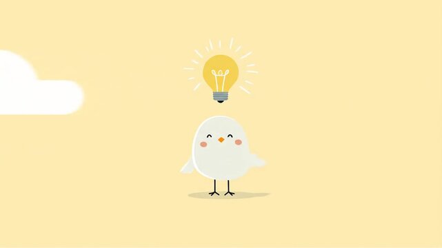 Bird with lightbulb idea illustration