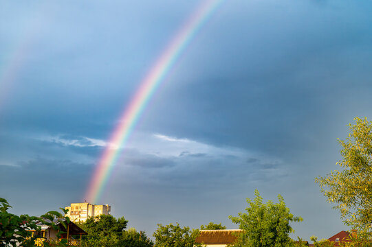 rainbow from a high-rise building