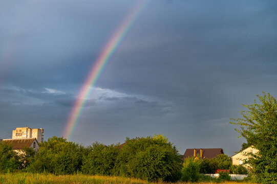 rainbow over the city