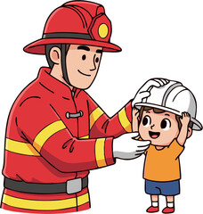 Firefighter and Child A Moment of Safety and Friendship