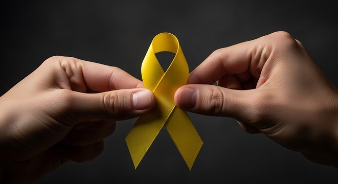 Yellow ribbon awareness support symbol for sarcoma cancer endometriosis hope charity - Powered by Adobe