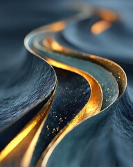 Stunning abstract dark wave pattern glowing with gold high resolution photo