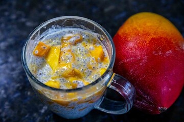Chia Seed Pudding with Mango A Refreshing Treat. Kefir and milk