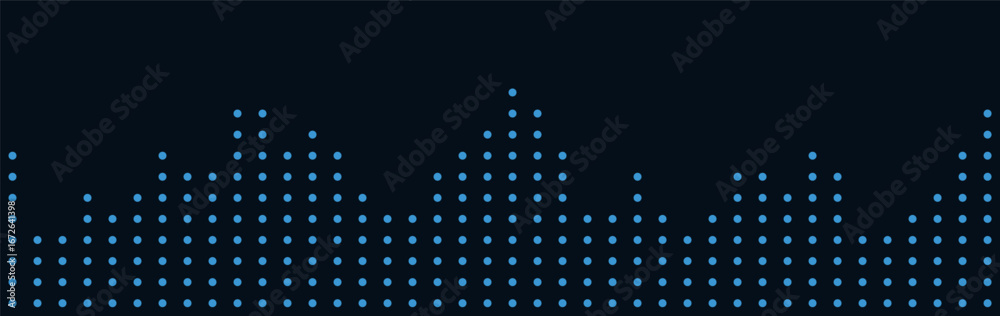 Wall mural dynamic vector tech background with blue dots on dark canvas.
