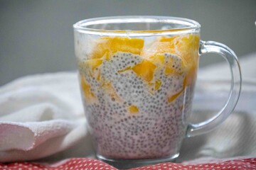 Chia Seed Pudding with Mango A Refreshing Treat. Kefir and milk