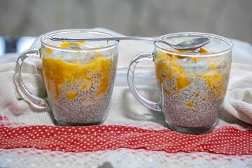 Chia Seed Pudding with Mango A Refreshing Treat. Kefir and milk