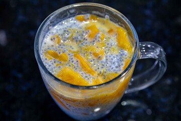 Chia Seed Pudding with Mango A Refreshing Treat. Kefir and milk