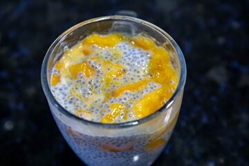 Chia Seed Pudding with Mango A Refreshing Treat. Kefir and milk