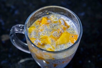 Chia Seed Pudding with Mango A Refreshing Treat. Kefir and milk