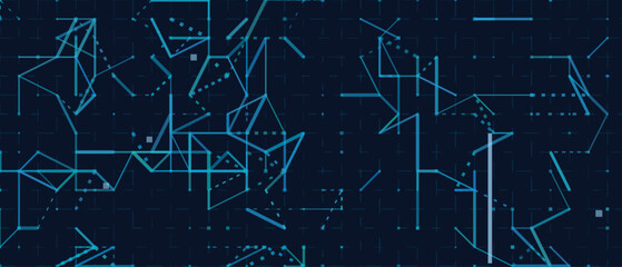 Futuristic vector tech background with geometric lines and patterns.