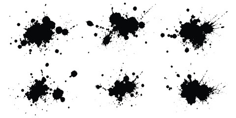 A vector illustration of a black ink splat with a grunge paint splatter design and a dirty texture