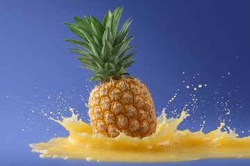Pineapple Splash Refreshing Fruit in Motion with Vibrant Color and Refreshing Texture