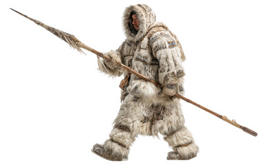 Arctic hunter in traditional attire