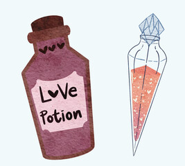 Love Potion Illustration for Valentine and Halloween Festive Design