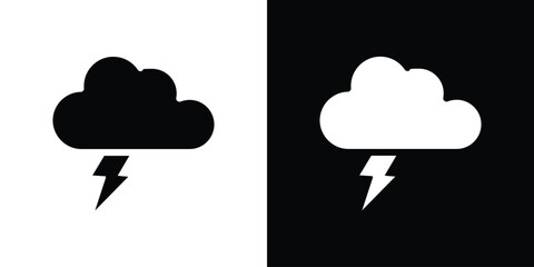 Thunderstorm icon for web design. solid vector icons