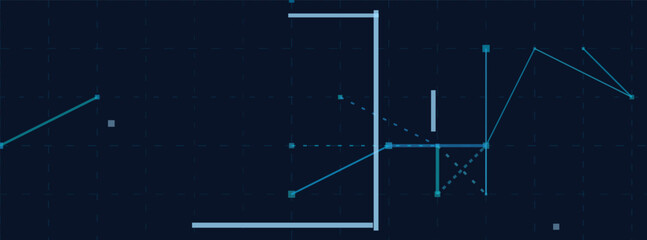 Abstract vector tech background with geometric lines and shapes.