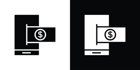 Send money smartphone icon for web design. solid vector icons