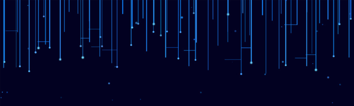 Futuristic digital blue lines background with falling data streams.