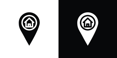 Home location icon for web design. solid vector icons