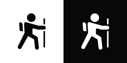 Hiking icon for web design. solid vector icons