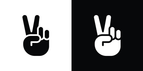Hand peace icon for web design. solid vector icons