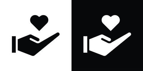 Hand holding heart icon for web design. solid vector icons