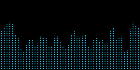 Abstract vector tech background with digital blue dot pattern on black.