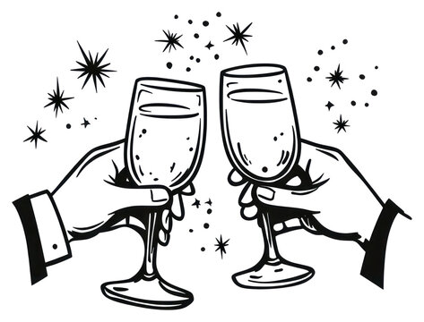 PNG Celebratory toast with champagne glasses