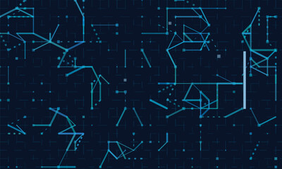 Geometric vector tech background with abstract lines and digital patterns.